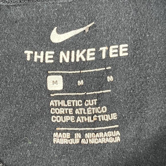 Nike Tee Athletic Cut Black Just Do It T-Shirt Sz Medium - Picture 3 of 3